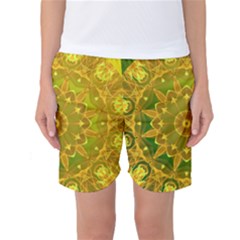 Yellow Green Abstract Wheel Of Fire Women s Basketball Shorts by DianeClancy