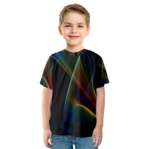 Abstract Rainbow Lily, Colorful Mystical Flower  Kid s Sport Mesh Tee by DianeClancy