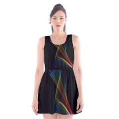 Abstract Rainbow Lily, Colorful Mystical Flower  Scoop Neck Skater Dress by DianeClancy