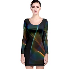 Abstract Rainbow Lily, Colorful Mystical Flower  Long Sleeve Velvet Bodycon Dress by DianeClancy