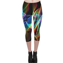 Aurora Ribbons, Abstract Rainbow Veils  Capri Leggings  by DianeClancy
