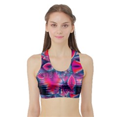 Cosmic Heart Of Fire, Abstract Crystal Palace Women s Sports Bra With Border by DianeClancy
