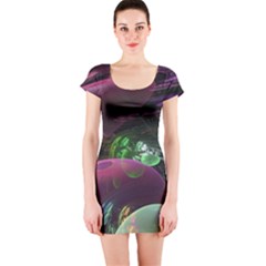 Creation Of The Rainbow Galaxy, Abstract Short Sleeve Bodycon Dress by DianeClancy