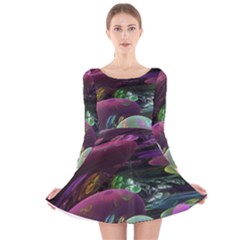 Creation Of The Rainbow Galaxy, Abstract Long Sleeve Velvet Skater Dress by DianeClancy