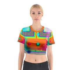 Crossroads Of Awakening, Abstract Rainbow Doorway  Cotton Crop Top