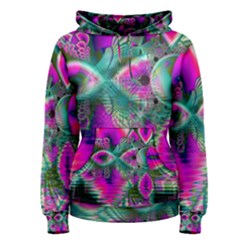 Crystal Flower Garden, Abstract Teal Violet Women s Pullover Hoodie by DianeClancy