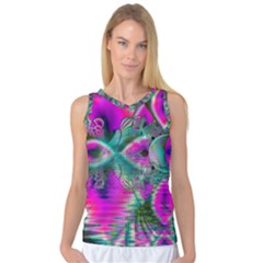Crystal Flower Garden, Abstract Teal Violet Women s Basketball Tank Top by DianeClancy