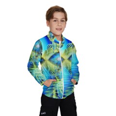 Crystal Lime Turquoise Heart Of Love, Abstract Wind Breaker (kids) by DianeClancy