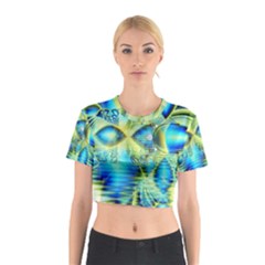 Crystal Lime Turquoise Heart Of Love, Abstract Cotton Crop Top by DianeClancy