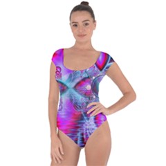 Crystal Northern Lights Palace, Abstract Ice  Short Sleeve Leotard (ladies) by DianeClancy