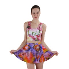 Crystal Star Dance, Abstract Purple Orange Mini Skirts by DianeClancy