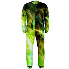 Dawn Of Time, Abstract Lime & Gold Emerge Onepiece Jumpsuit (men)  by DianeClancy