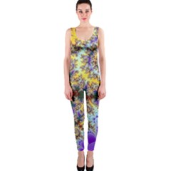 Desert Winds, Abstract Gold Purple Cactus  Onepiece Catsuit by DianeClancy