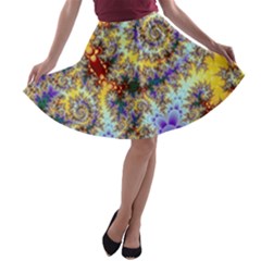 Desert Winds, Abstract Gold Purple Cactus  A-line Skater Skirt by DianeClancy