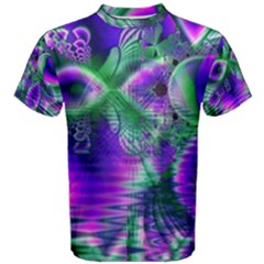 Evening Crystal Primrose, Abstract Night Flowers Men s Cotton Tee by DianeClancy