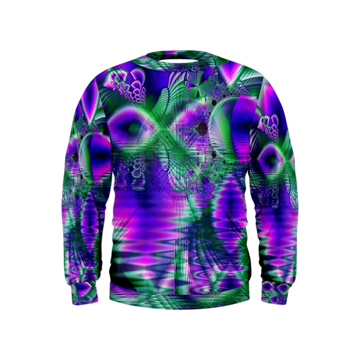 Evening Crystal Primrose, Abstract Night Flowers Kids  Sweatshirt