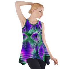 Evening Crystal Primrose, Abstract Night Flowers Side Drop Tank Tunic by DianeClancy