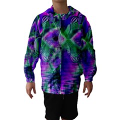 Evening Crystal Primrose, Abstract Night Flowers Hooded Wind Breaker (kids) by DianeClancy