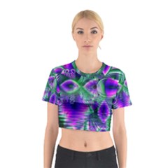 Evening Crystal Primrose, Abstract Night Flowers Cotton Crop Top by DianeClancy