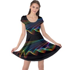  Flowing Fabric Of Rainbow Light, Abstract  Cap Sleeve Dresses by DianeClancy