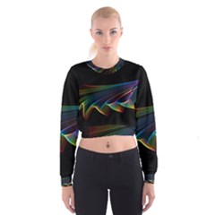  Flowing Fabric Of Rainbow Light, Abstract  Women s Cropped Sweatshirt by DianeClancy