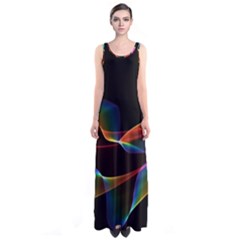 Fluted Cosmic Rafluted Cosmic Rainbow, Abstract Winds Full Print Maxi Dress by DianeClancy