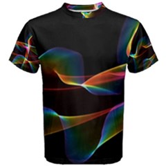 Fluted Cosmic Rafluted Cosmic Rainbow, Abstract Winds Men s Cotton Tee by DianeClancy