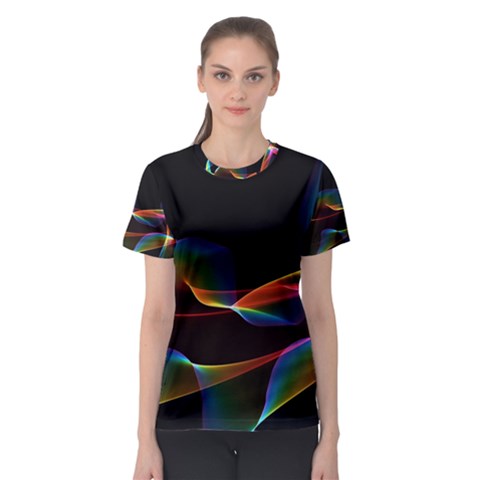 Fluted Cosmic Rafluted Cosmic Rainbow, Abstract Winds Women s Sport Mesh Tee by DianeClancy