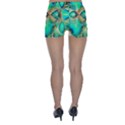 Golden Teal Peacock, Abstract Copper Crystal Skinny Shorts View2