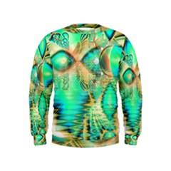 Golden Teal Peacock, Abstract Copper Crystal Kids  Sweatshirt