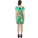 Golden Teal Peacock, Abstract Copper Crystal Short Sleeve Skater Dress View2