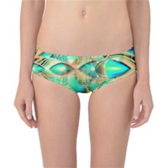 Golden Teal Peacock, Abstract Copper Crystal Classic Bikini Bottoms by DianeClancy