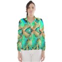 Golden Teal Peacock, Abstract Copper Crystal Wind Breaker (Women) View1