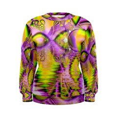 Golden Violet Crystal Heart Of Fire, Abstract Women s Sweatshirt
