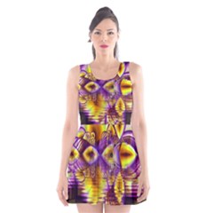 Golden Violet Crystal Palace, Abstract Cosmic Explosion Scoop Neck Skater Dress by DianeClancy