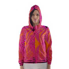 Magenta Boardwalk Carnival, Abstract Ocean Shimmer Hooded Wind Breaker (women) by DianeClancy