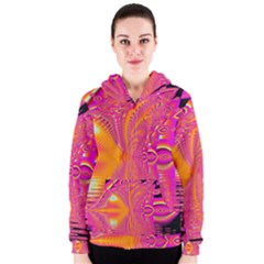 Magenta Boardwalk Carnival, Abstract Ocean Shimmer Women s Zipper Hoodie by DianeClancy