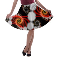 Mysterious Dance In Orange, Gold, White In Joy A-line Skater Skirt by DianeClancy