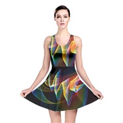 Northern Lights, Abstract Rainbow Aurora Reversible Skater Dress by DianeClancy