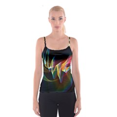 Northern Lights, Abstract Rainbow Aurora Spaghetti Strap Top