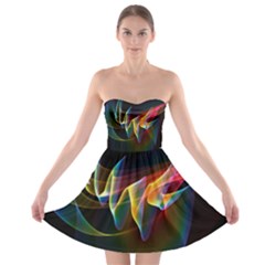 Northern Lights, Abstract Rainbow Aurora Strapless Dresses by DianeClancy