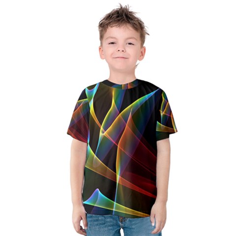 Peacock Symphony, Abstract Rainbow Music Kid s Cotton Tee by DianeClancy