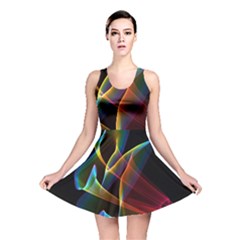 Peacock Symphony, Abstract Rainbow Music Reversible Skater Dress by DianeClancy