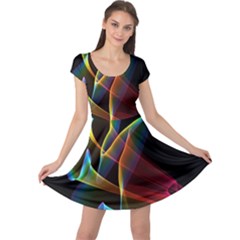 Peacock Symphony, Abstract Rainbow Music Cap Sleeve Dresses by DianeClancy