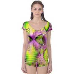 Raspberry Lime Mystical Magical Lake, Abstract  Boyleg Leotard (ladies) by DianeClancy