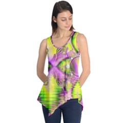 Raspberry Lime Mystical Magical Lake, Abstract  Sleeveless Tunic by DianeClancy