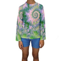 Rose Apple Green Dreams, Abstract Water Garden Kid s Long Sleeve Swimwear