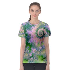 Rose Apple Green Dreams, Abstract Water Garden Women s Sport Mesh Tee