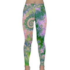 Rose Apple Green Dreams, Abstract Water Garden Yoga Leggings