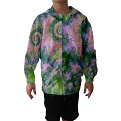 Rose Apple Green Dreams, Abstract Water Garden Hooded Wind Breaker (kids) by DianeClancy